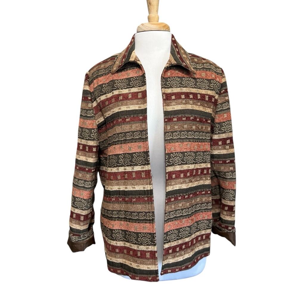 Alfred Dunner Women's Open Tapestry Jacket Western Boho size 14 Desert Colors